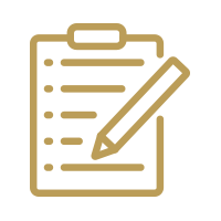 Icon of a clipboard with a checklist and a pencil