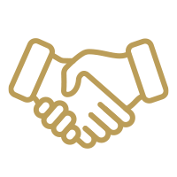 Simple line drawing of a handshake.