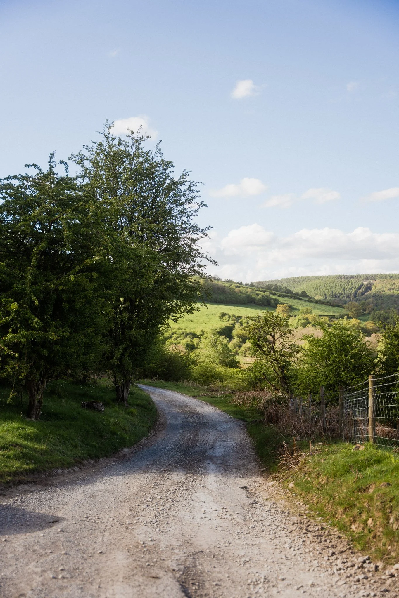 Winding road down to our hidden valley at The Lazy T - near Helsmley