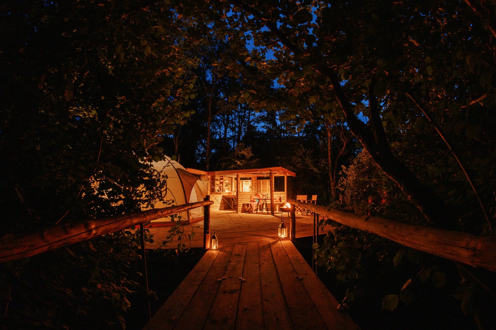 Night time at Creekside - glamping near Helmsley