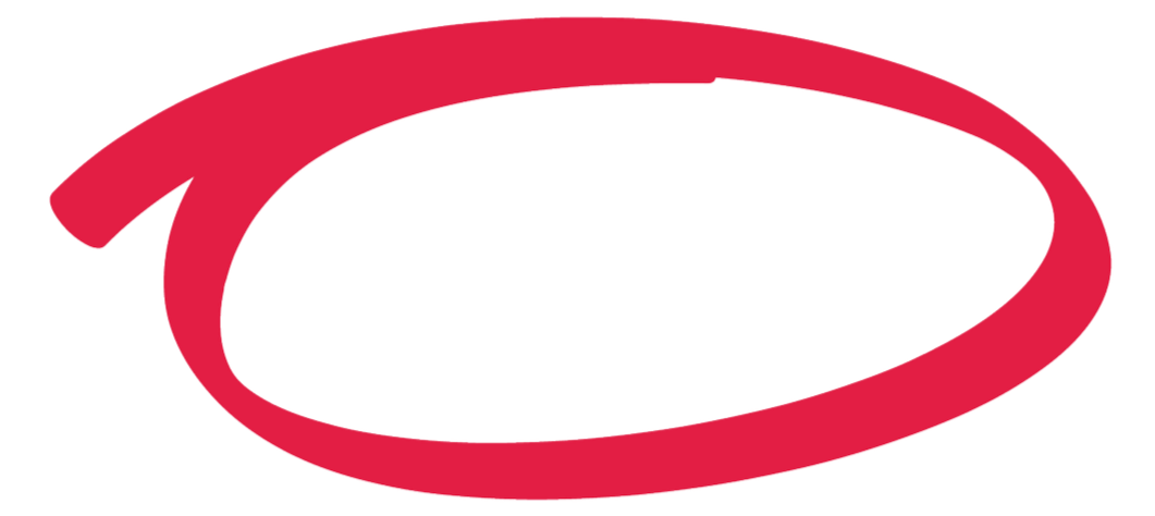 Logo rouge en forme de cercle incomplet.