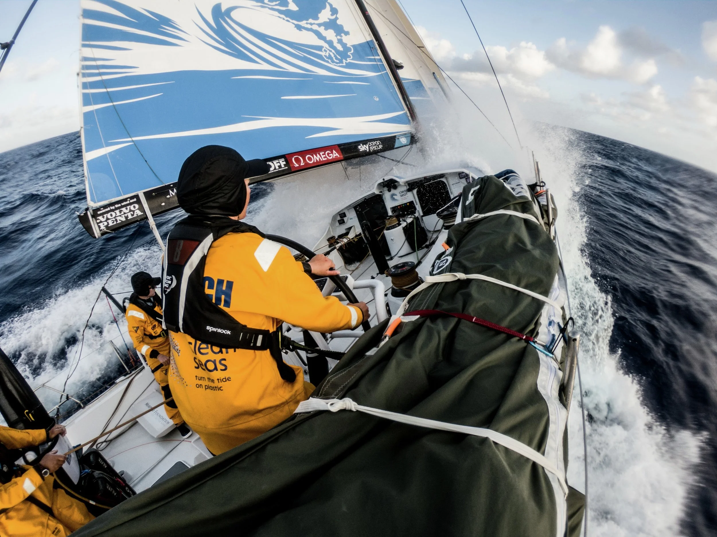 Francesca Clapcich at the helm of the VO65 Turn the tide on plastic