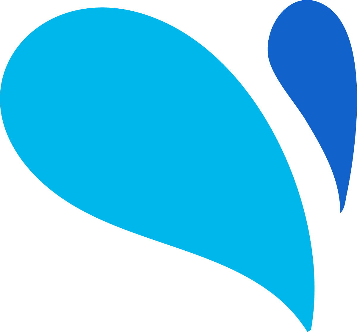 Forma geometrica astratta nei toni del blu e del blu scuro che ricorda una foglia o un petalo stilizzati.