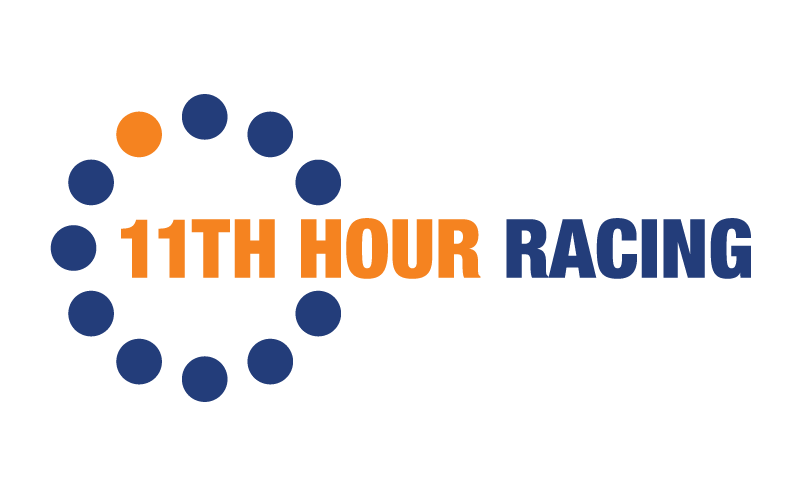 Logo for 11th Hour Racing featuring a series of orange and blue circles forming a partial ring, with the text '11th Hour Racing' where '11th Hour' is in orange and 'Racing' in blue.