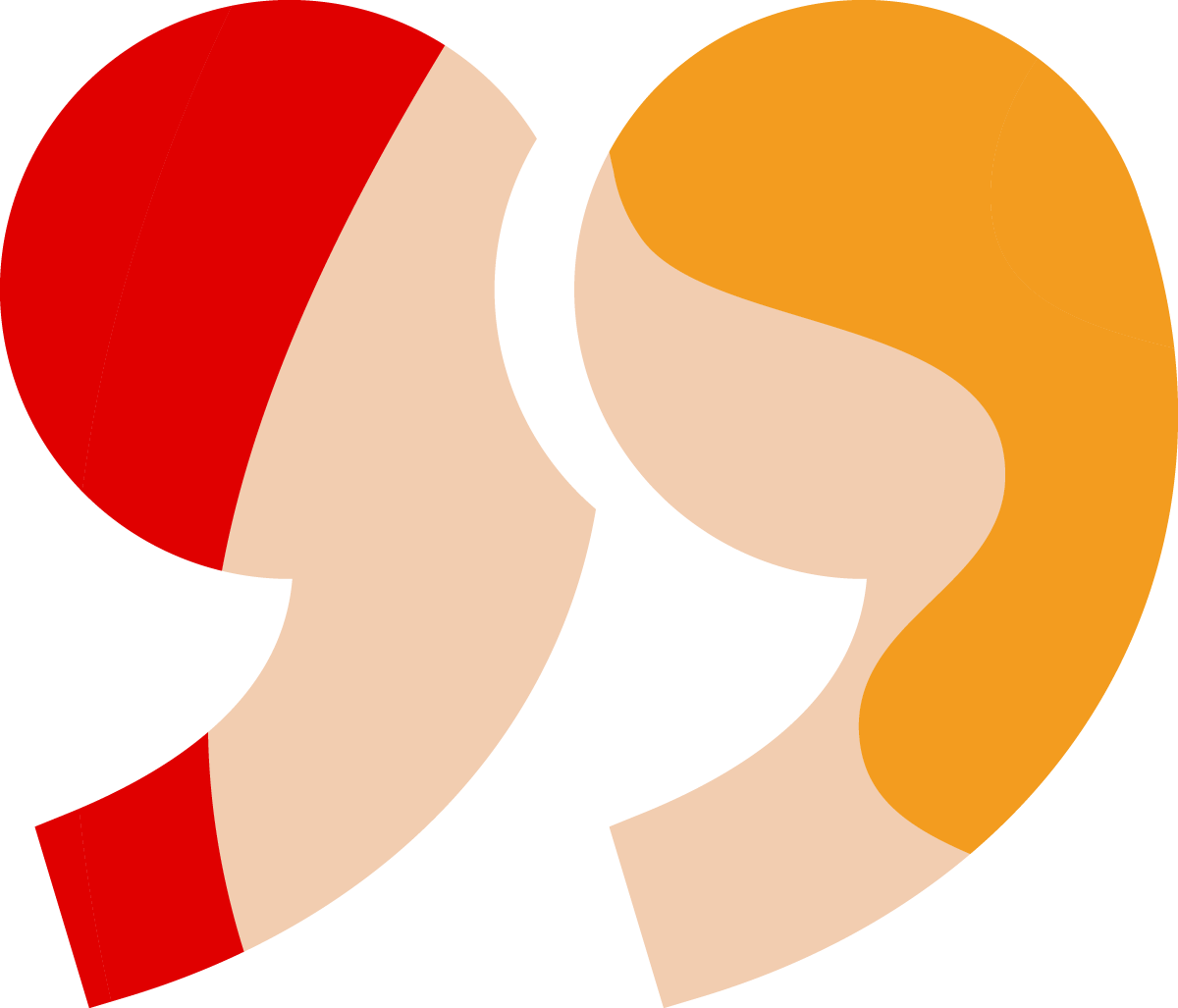 Two abstract human faces depicted in a minimalist geometric style, positioned in profile, facing each other.