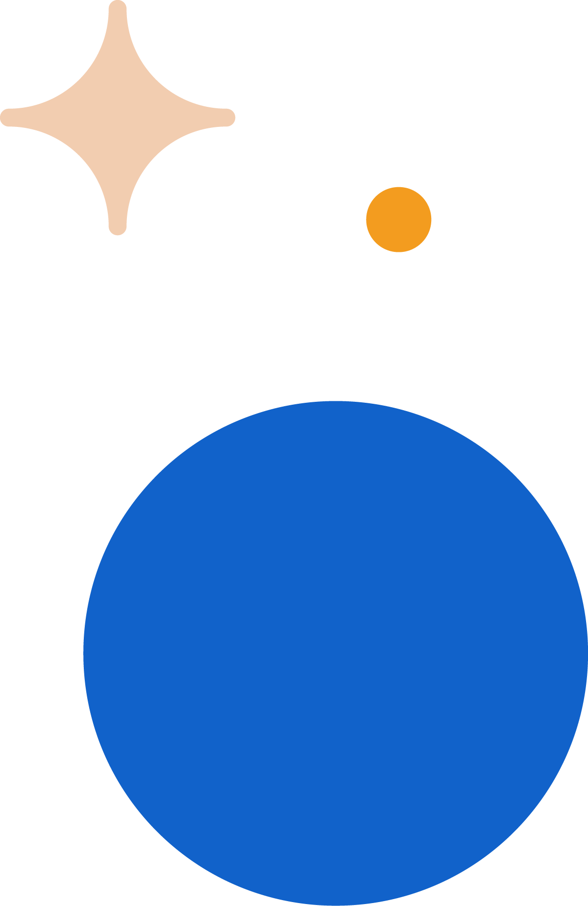 Simplified illustration of an atom with a nucleus and electrons orbiting, and a star and a small orange circle representing particles.