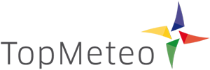 Logo von TopMeteo mit buntem Windrose-Symbol