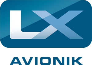 Logo von LX Avionik auf blauem Hintergrund