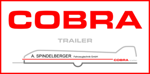 Logo von COBRA Trailer mit Namen und Profil eines Anhängers