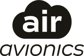 Schwarzes Logo mit Wolke und den Worten 'air avionic'