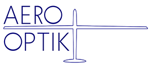 Logo mit dem Text 'AERO OPTIK' und einem stilisierten Flugzeug in der Mitte.