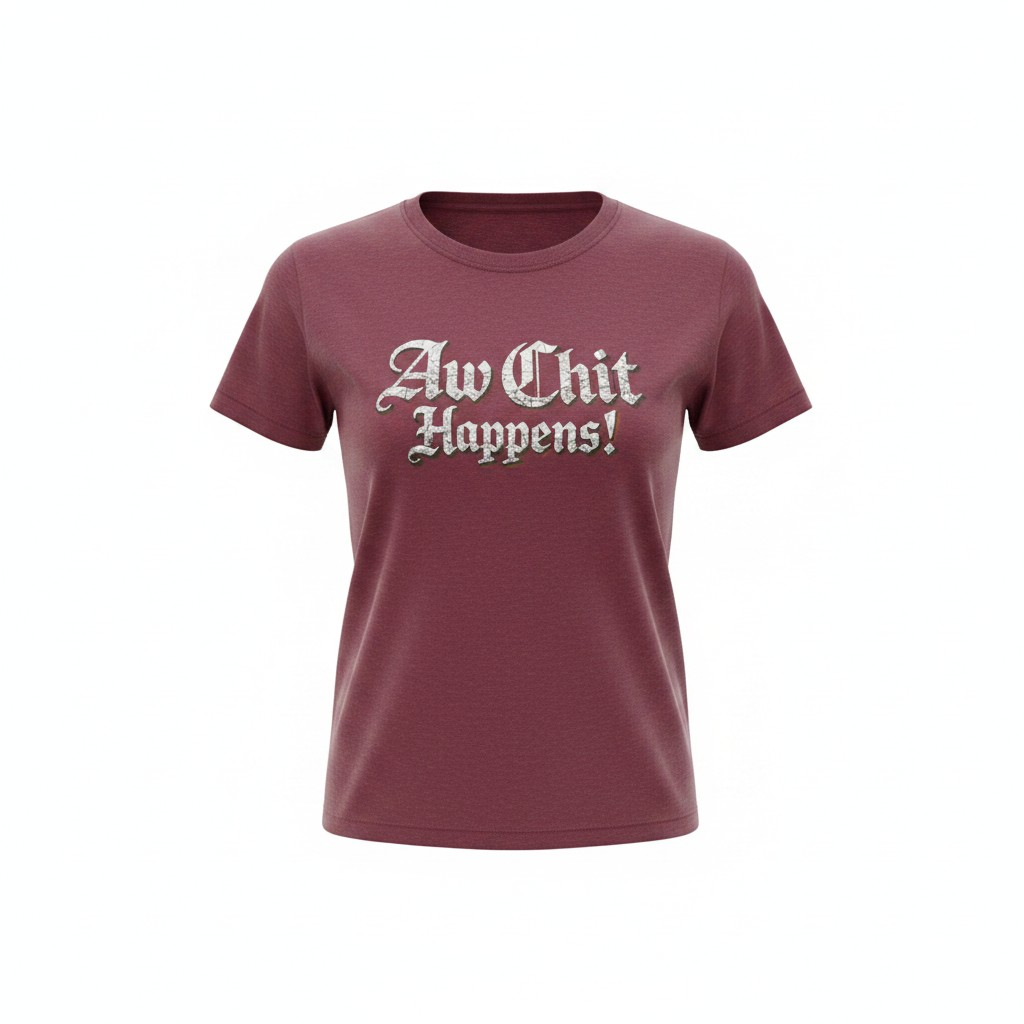 'Aw Chit Happens!' Quirky Graphic Tee