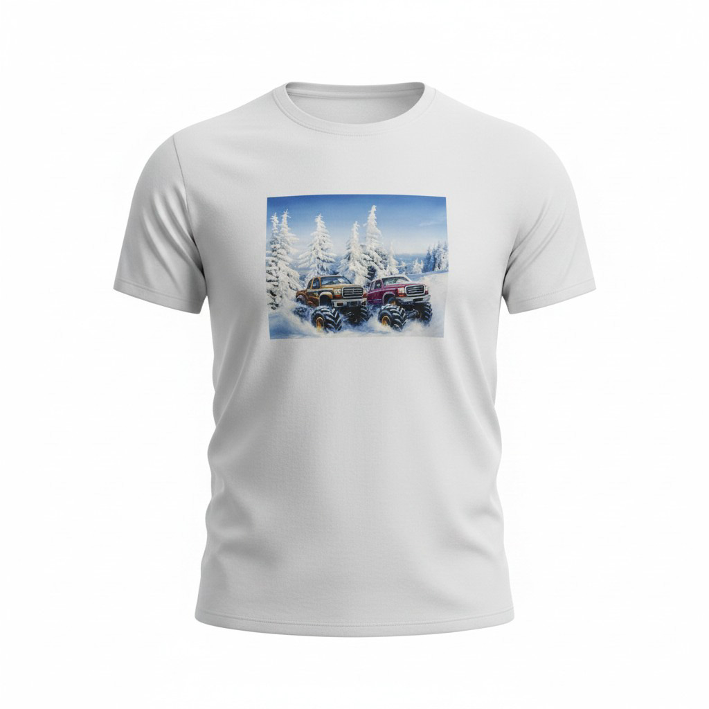Monster Trucks in the Snow — Kids Graphic Tee