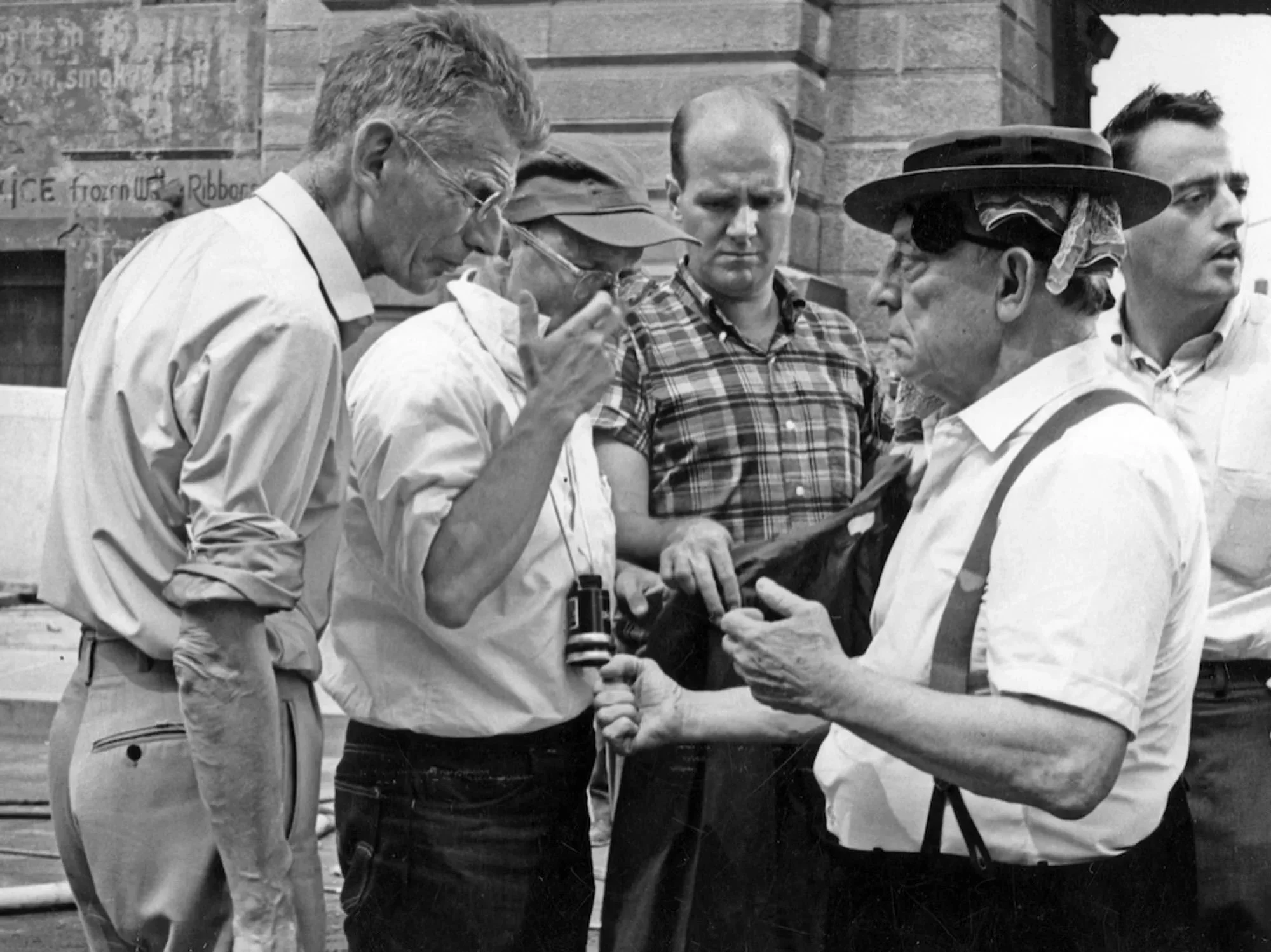 Samuel Beckett and Buster Keaton with the crew of &lsquo;Film&rsquo; (1964)