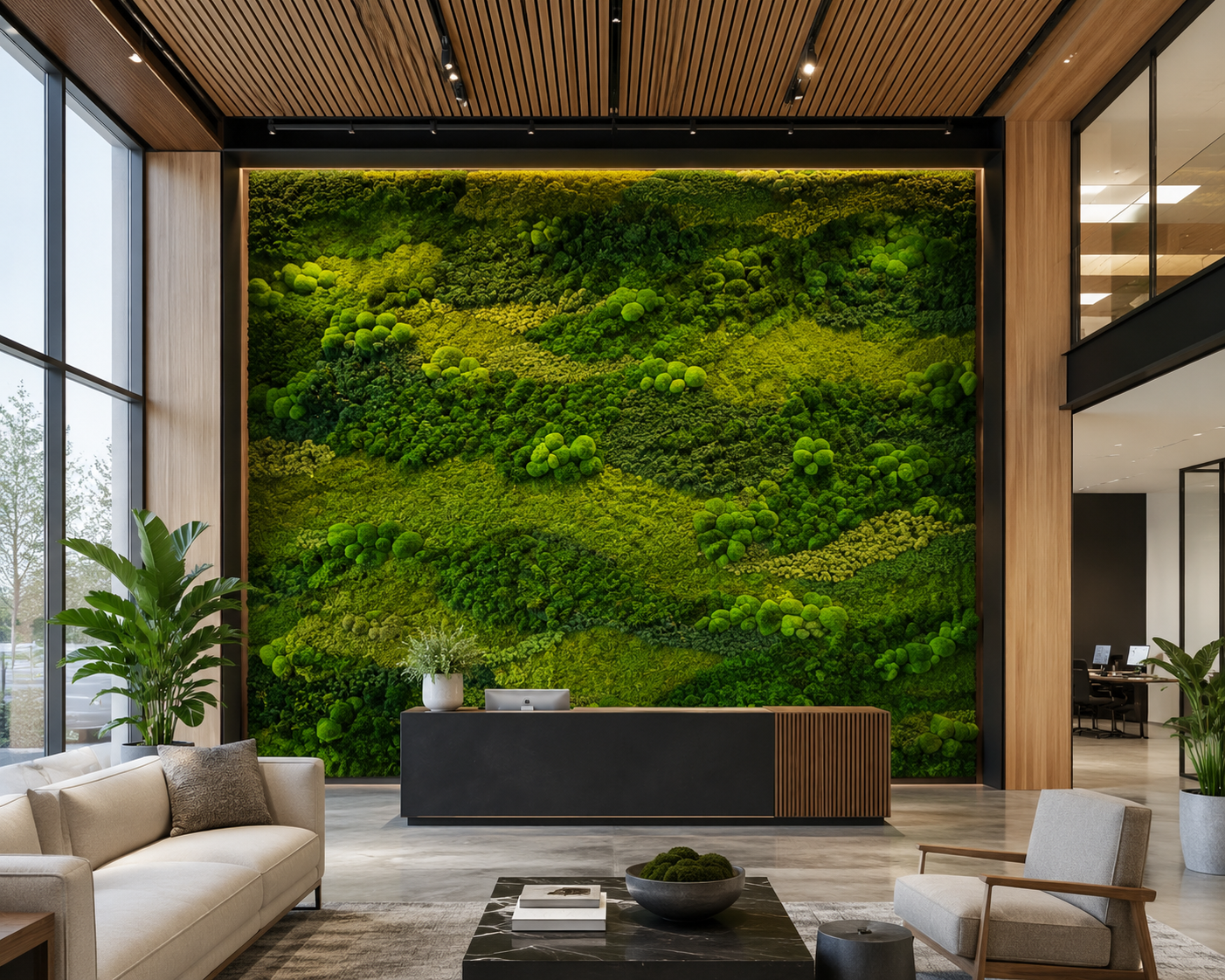 Preserved Moss Walls vs. Living Plant Walls: A Specification Guide for Architects &amp; Interior Designers