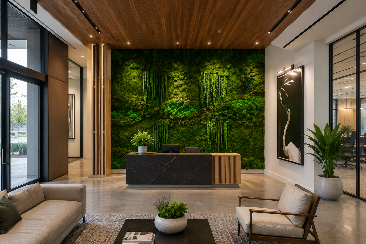 Preserved Moss w/ foliage commercial office