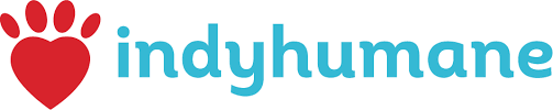 Logo of IndyHumane with a red heart and blue text