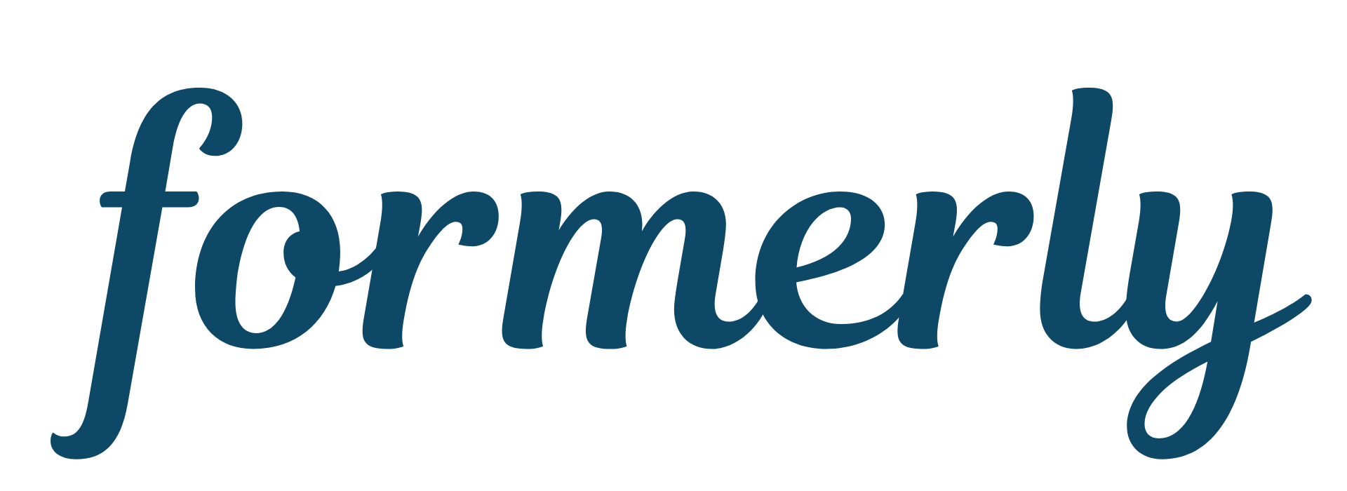 The word 'formerly' written in blue script font.