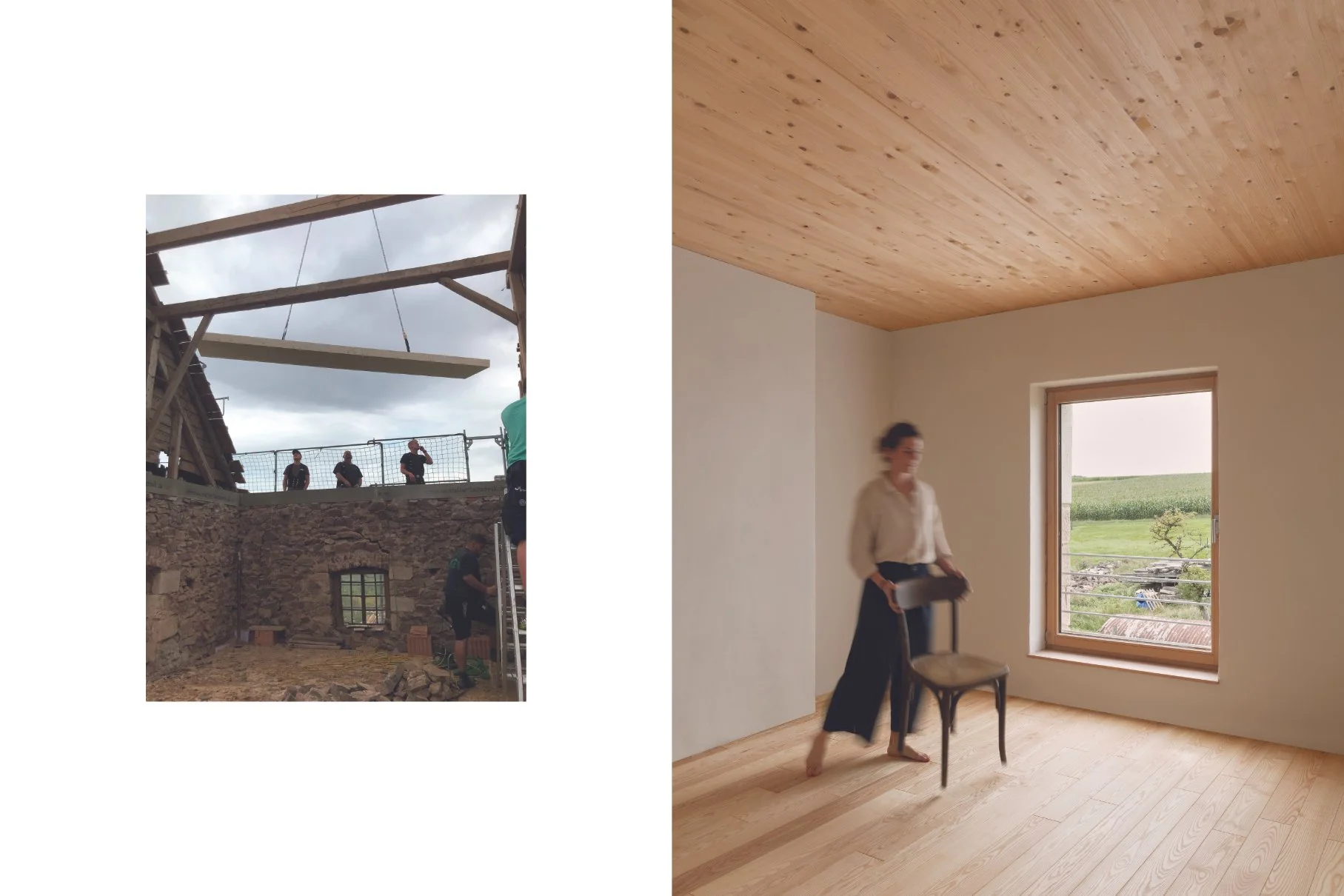 Kinderzimmer West und das Einbringen der Brettstapeldecken