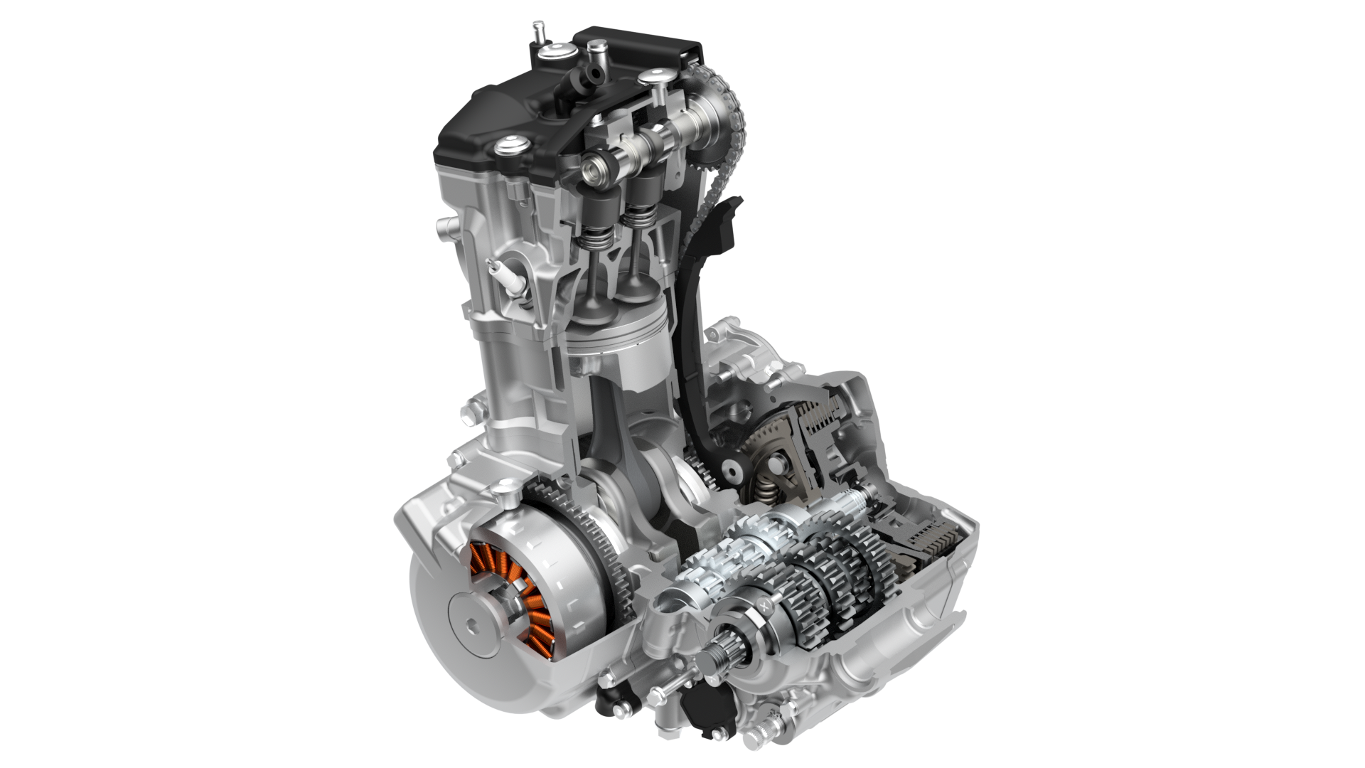 398 cm³ fyrtakts vätskekyld DOHC-motor