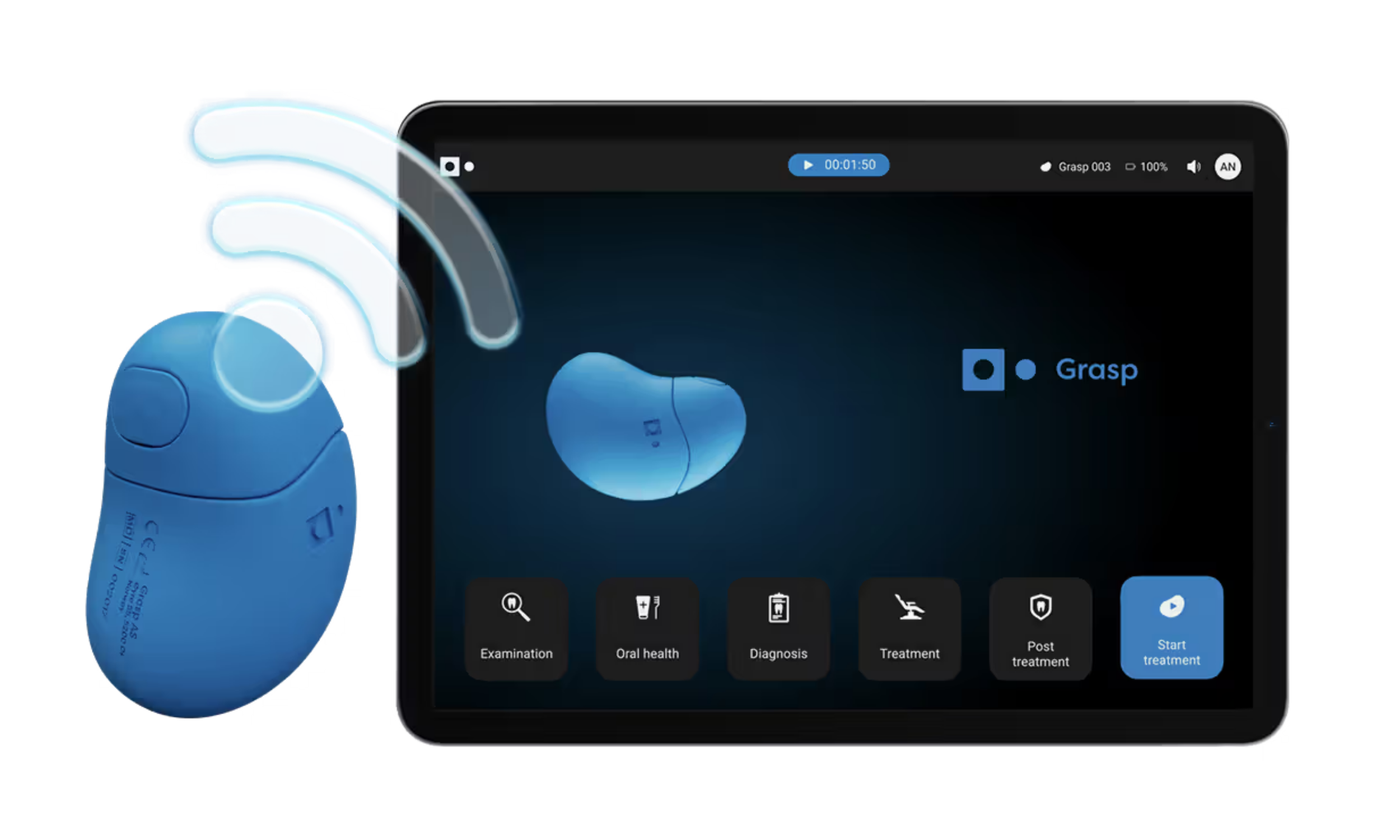 Step one showing how to introduce the Grasp device to a patient