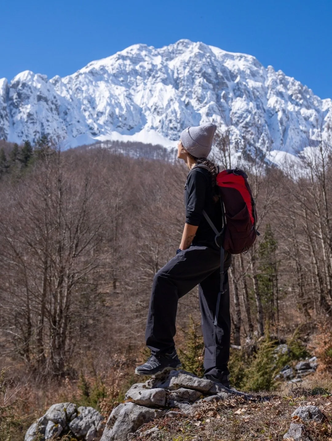 The snow was still sitting on the peaks and the trees down in the valley hadn&rsquo;t started to bud yet.
Valbona is one of the most beautiful and peaceful places we&rsquo;ve hiked. We stopped every few minutes, half for photos, half just to stand th