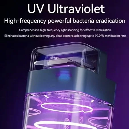 Technologie de stérilisation par ultraviolet UV éliminant 99,99 % des bactéries dans la bouteille Blue Paradise Care®