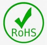 Logo vert avec un check mark et le texte RoHS
