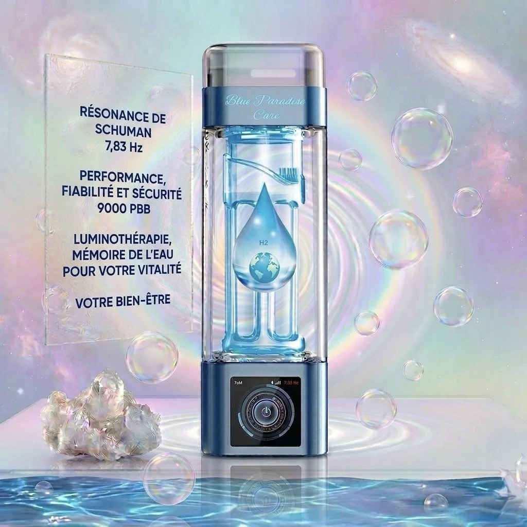 🫧  Nouvelle bouteille d'eau hydrogénée H₂ 🫧 Édition prestige - Mémoire de l'eau & Luminothérapie - 9000 ppb - Garantie 2 ans (dont 1 an Premium )