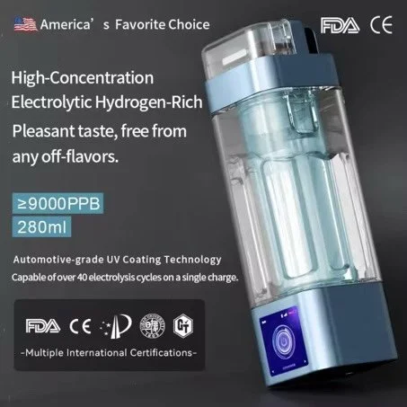 Filtre à eau portable avec écran tactile, promotion d'une technologie de revêtement UV pour purification, capacité de 280 ml, certifié par la FDA et autres certifications internationales.