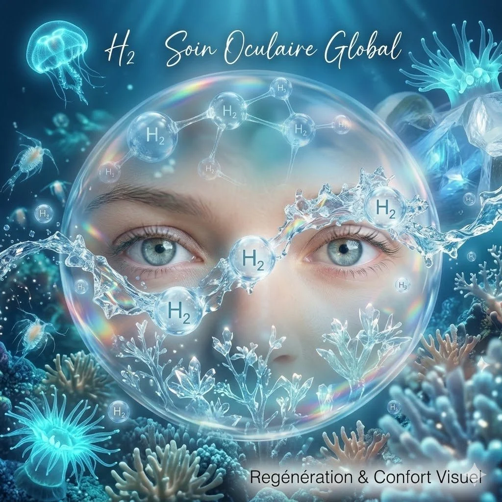 Blue Paradise Care® et santé occulaire. Cette eau antioxydante préserve vos yeux et apporte un soin léger naturel au quotidien, n'hésitez pas à la vaporiser directement sur vos yeux