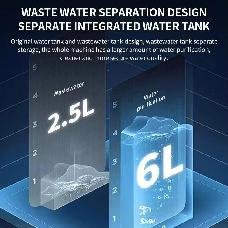 Osmoseur inverse H2 Blue Paradise care® avec séparation de l'eau pure de 6 Litres et de l'eau rejetée de 2,5 Litres pour une pureté maximale sans mélange.