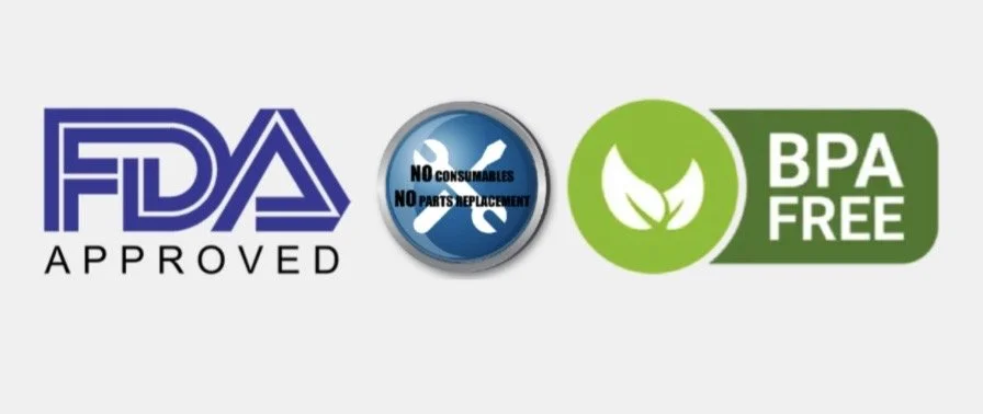 Logo FDA -sans consommables ni remplacement de pièces -BPA FREE