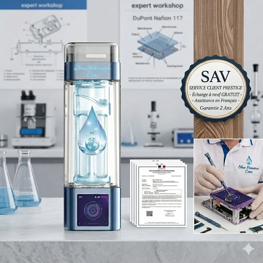 SAV Blue Paradise Care® service Prestige : échange Gratuit du socle la première année en cas de dysfonctionnement.