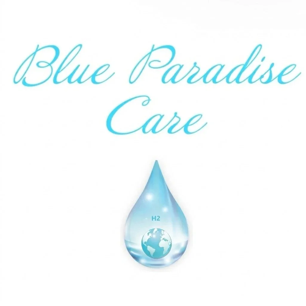 Logo et marque officiel Blue Paradise Care® Expert en technologie d'eau hydrogénée H2 et vitalisation de l'eau.