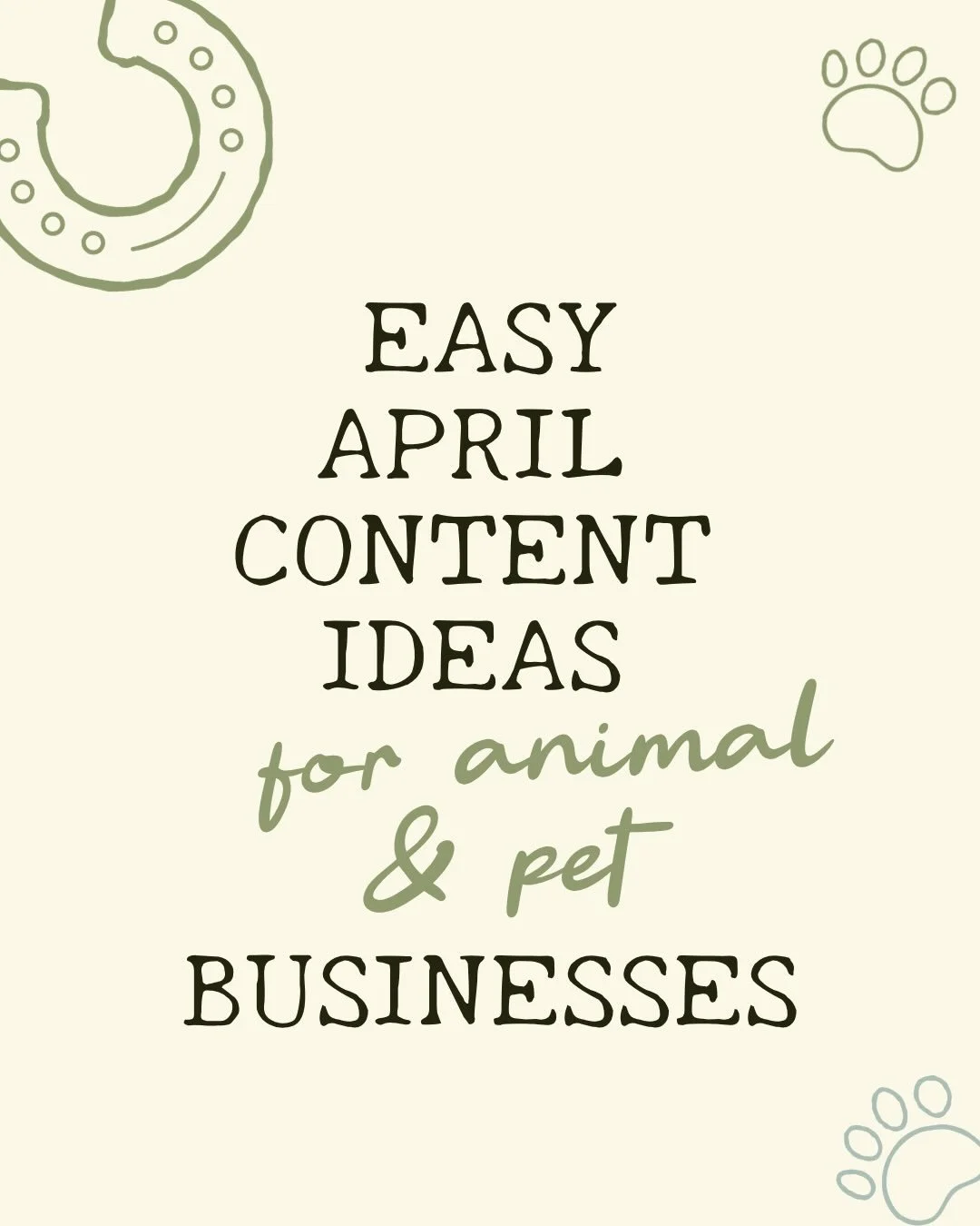 If your content feels stressful, inconsistent or you&rsquo;re not sure what to post&hellip; this is for you 🤍

I have created a few simple ideas you can use for April 🐣🐰🐾

🌼 Ideas that are relevant to pets / animals and the seasons.

🐣 No overt