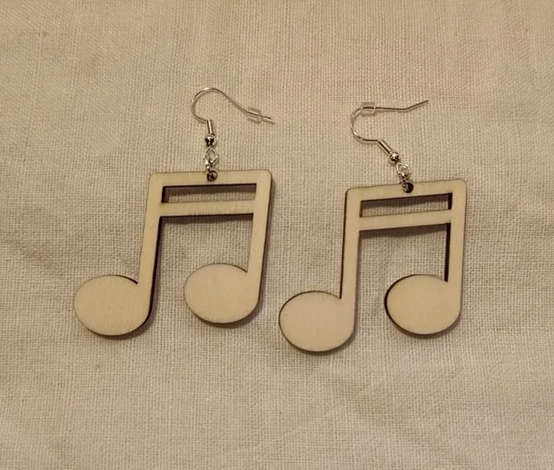 Boucles d'oreilles en Bois "Note de Musique"