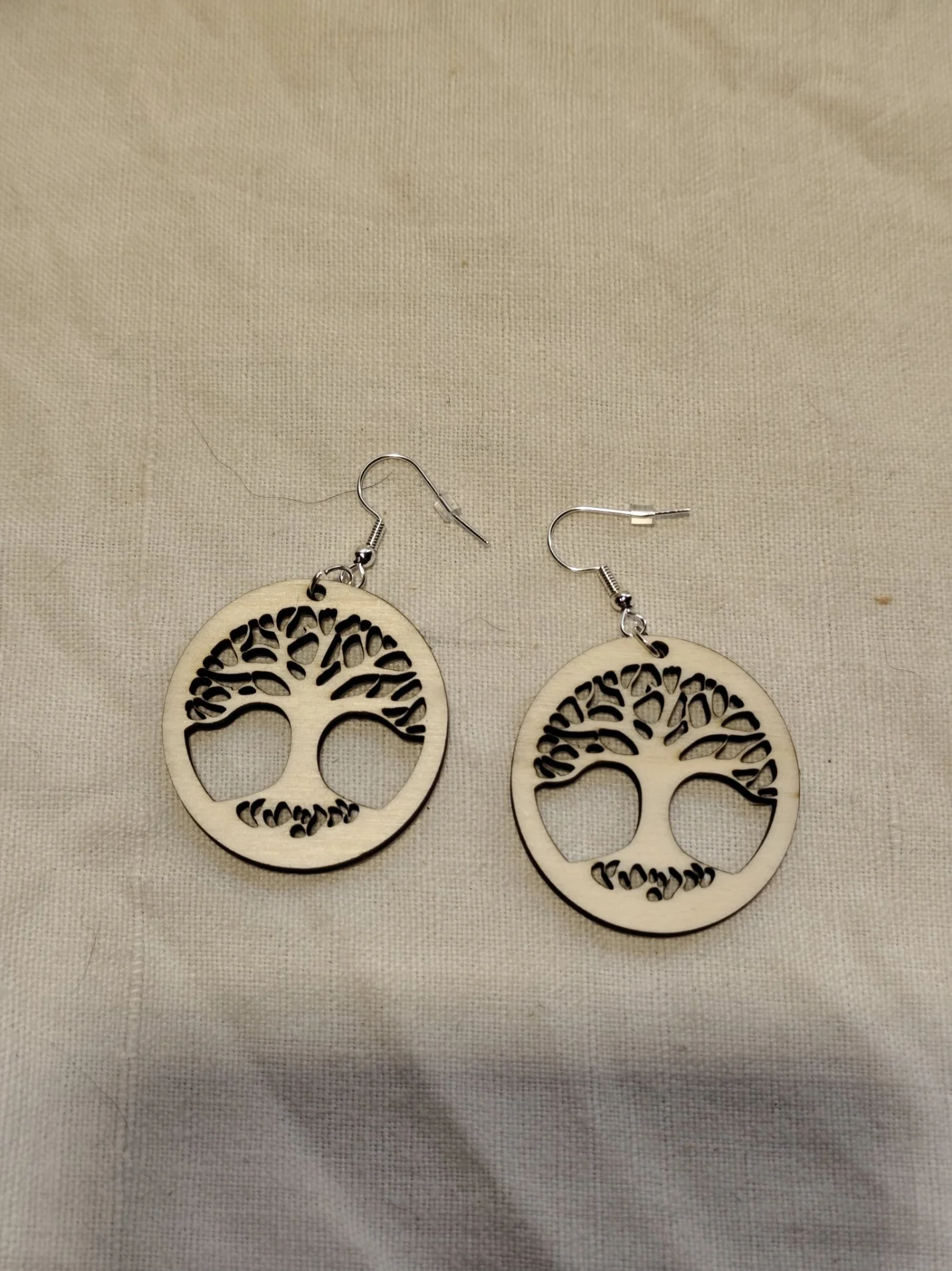 Boucles d'Oreilles Arbre de Vie en Bois