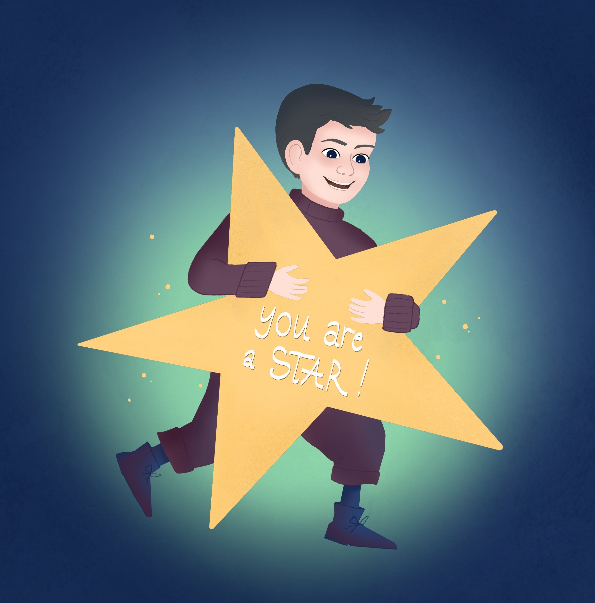 A person dressed as a star.