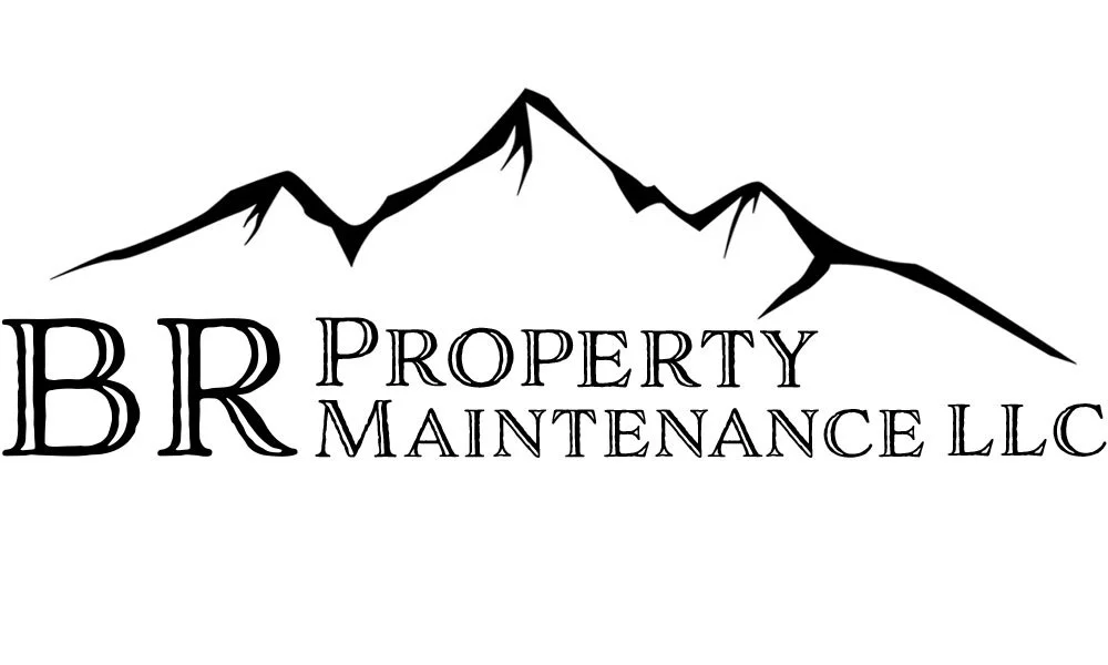 Logo for BR Property Maintenance LLC with a mountain range above the text.