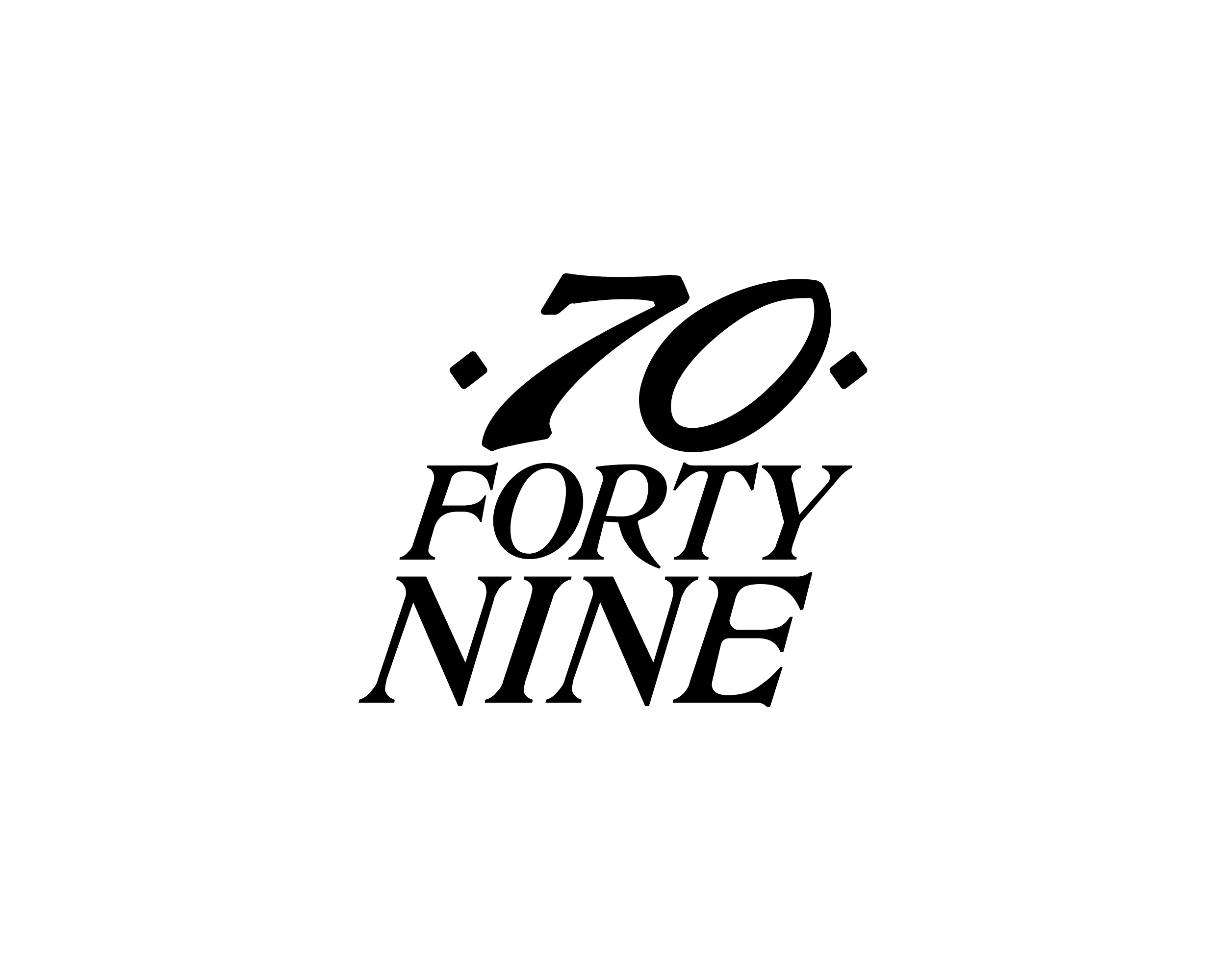 Outline logo for '70s Forty Nine' with large '70' at the top and 'Forty Nine' below, all in stylized text.