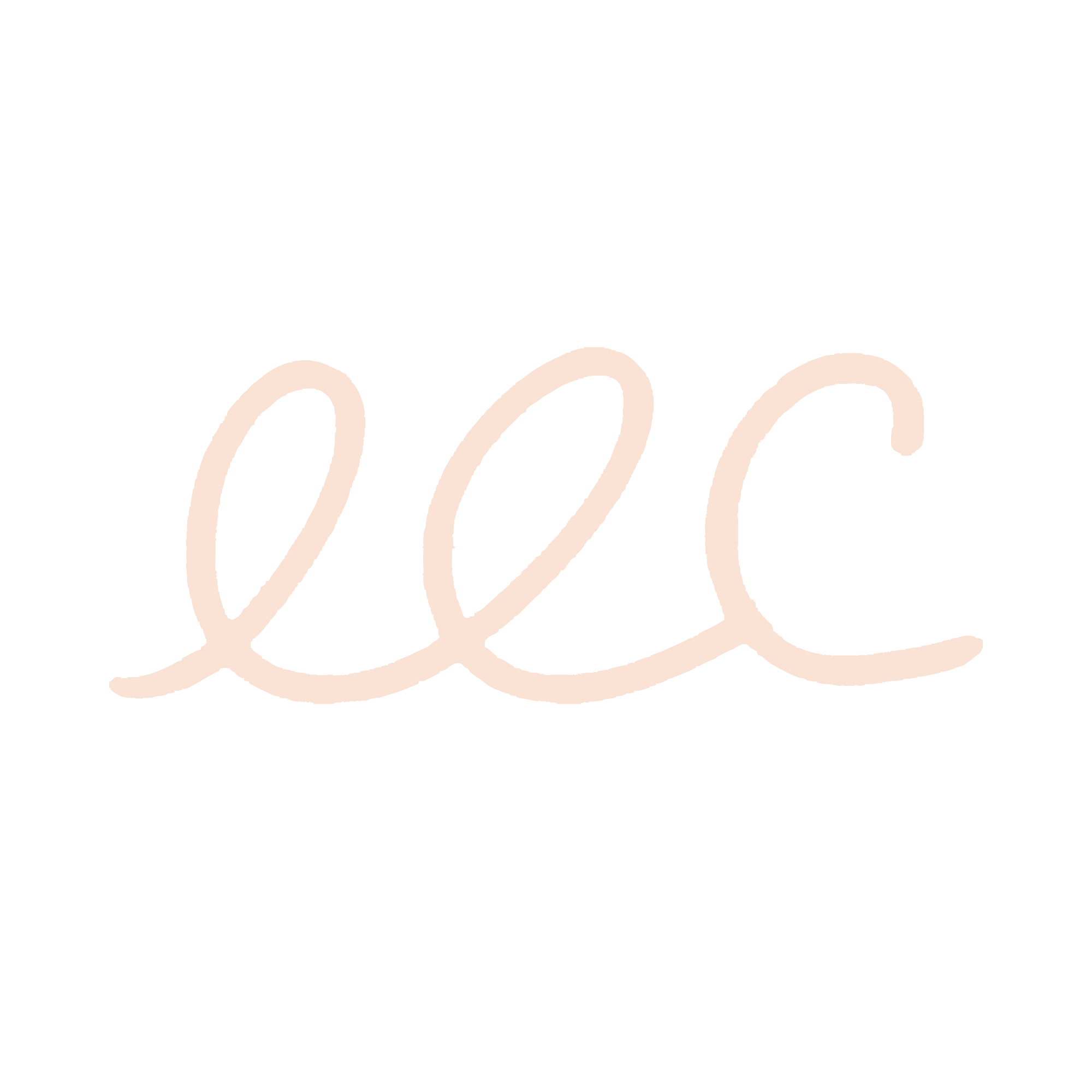 Logo avec les lettres 'LLC' en écriture cursive beige sur fond noir.