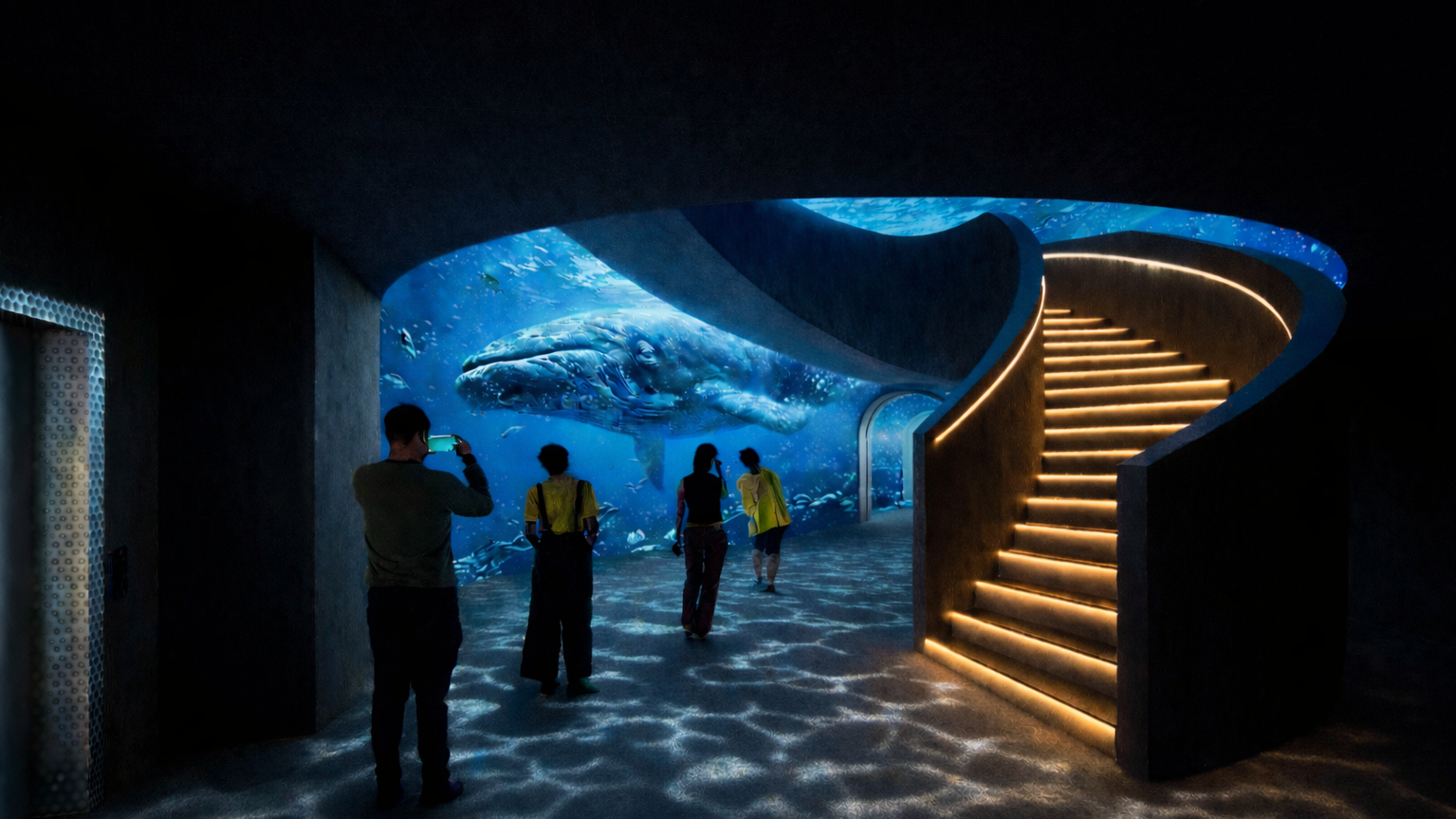 ...creating a dramatic entrance to an unexpected subterranean space.