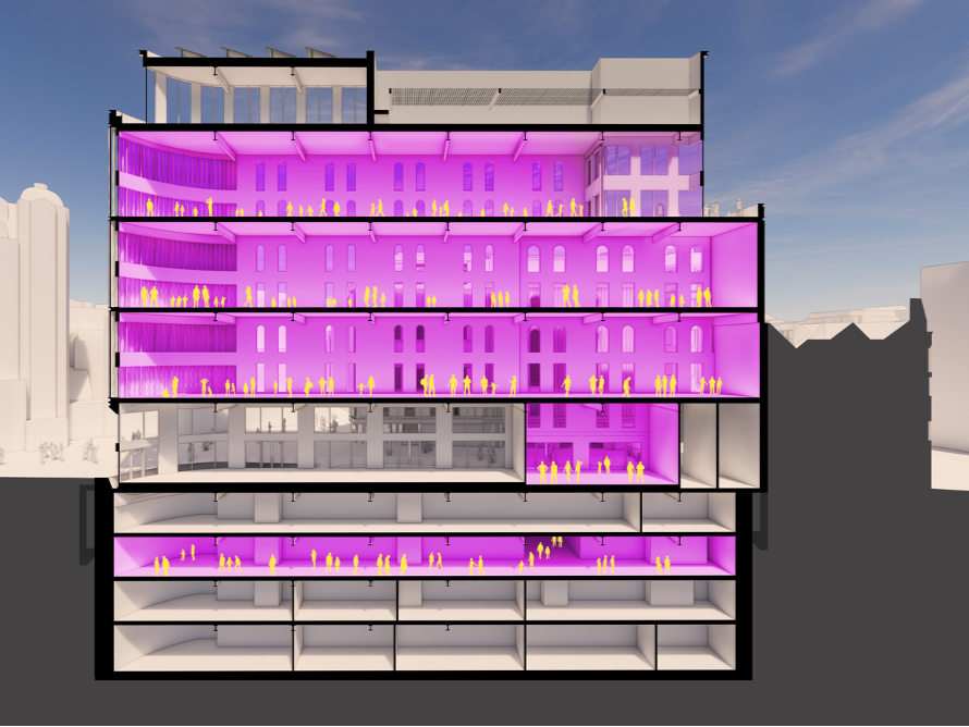 Designed for flexibility, with double-height spaces that can be adapted to suit different uses, including the addition of intermediate floors