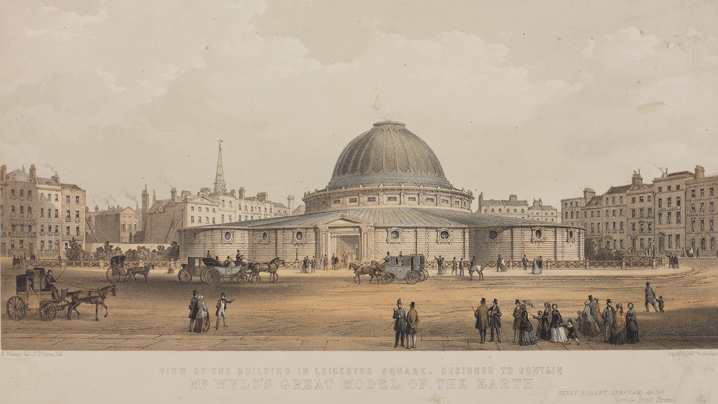 c1855, View of the Great Globe, Leicester Square, by Walker, E., image source: The London Archives (City of London Corporation)