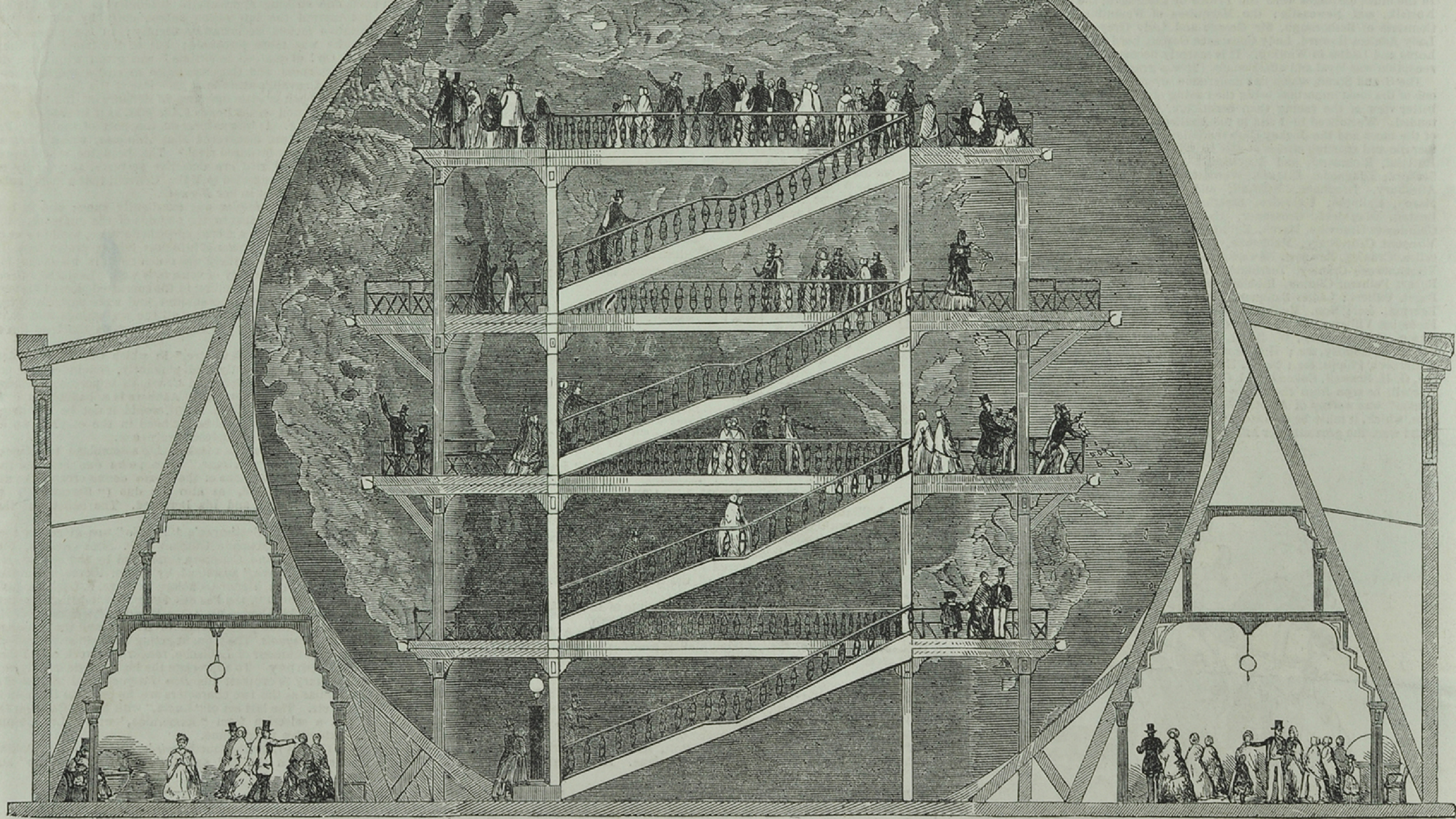 1851, Wyld's model of the Earth, Leicester Square, image source: The London Archives (City of London Corporation)