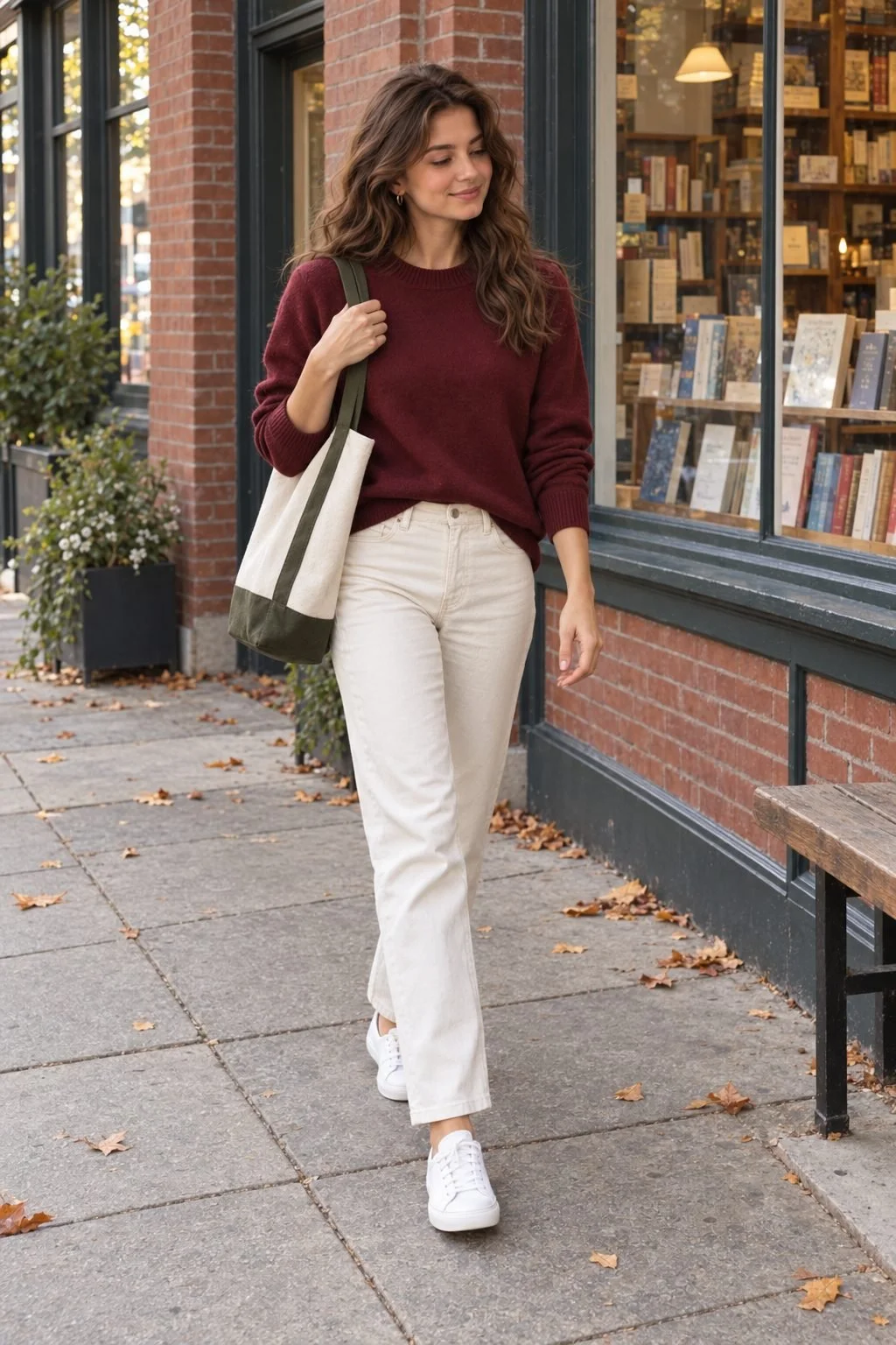 3 Burgundy Fall Outfits with Jeans, Trousers, and a Midi Skirt