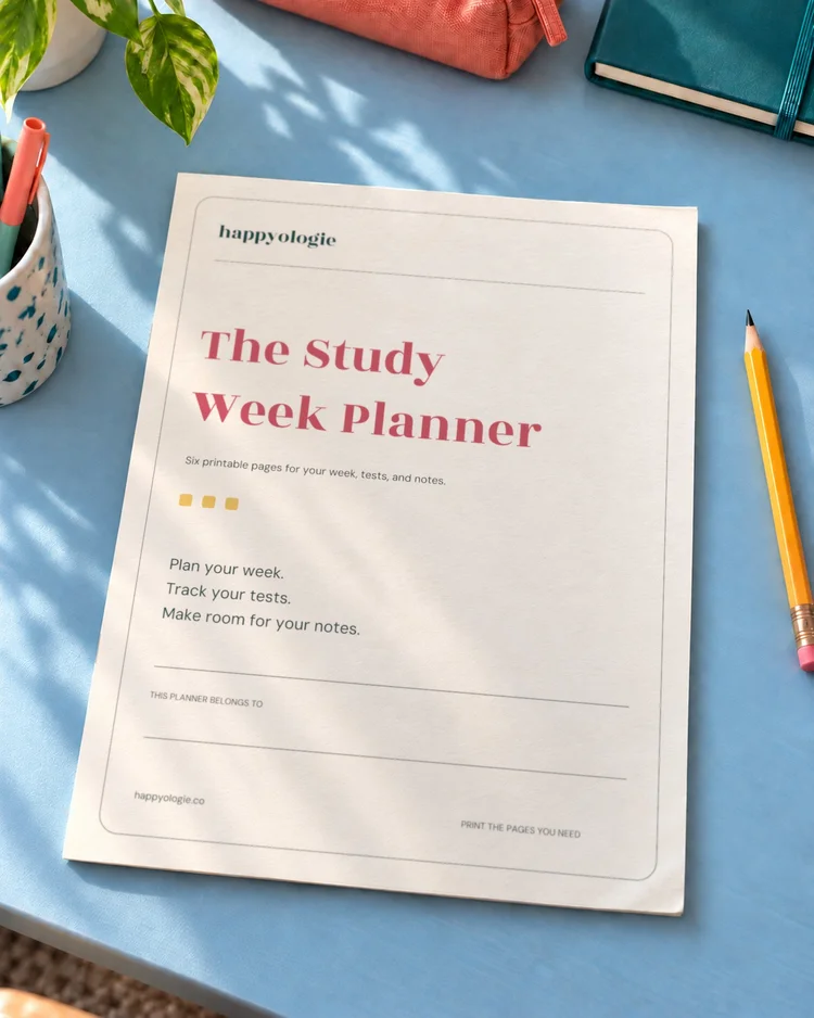 The Study Week Planner shown on a printed guide