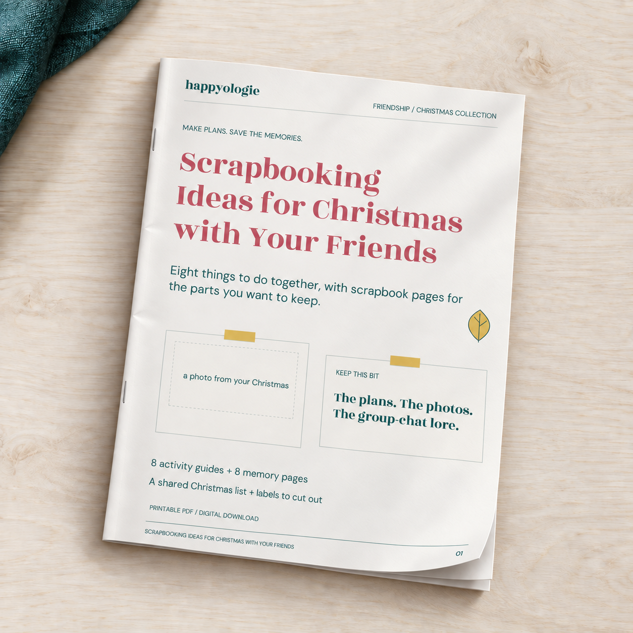 Scrapbooking Ideas for Christmas with Your Friends shown as a thin paper magazine. Printable PDF download.