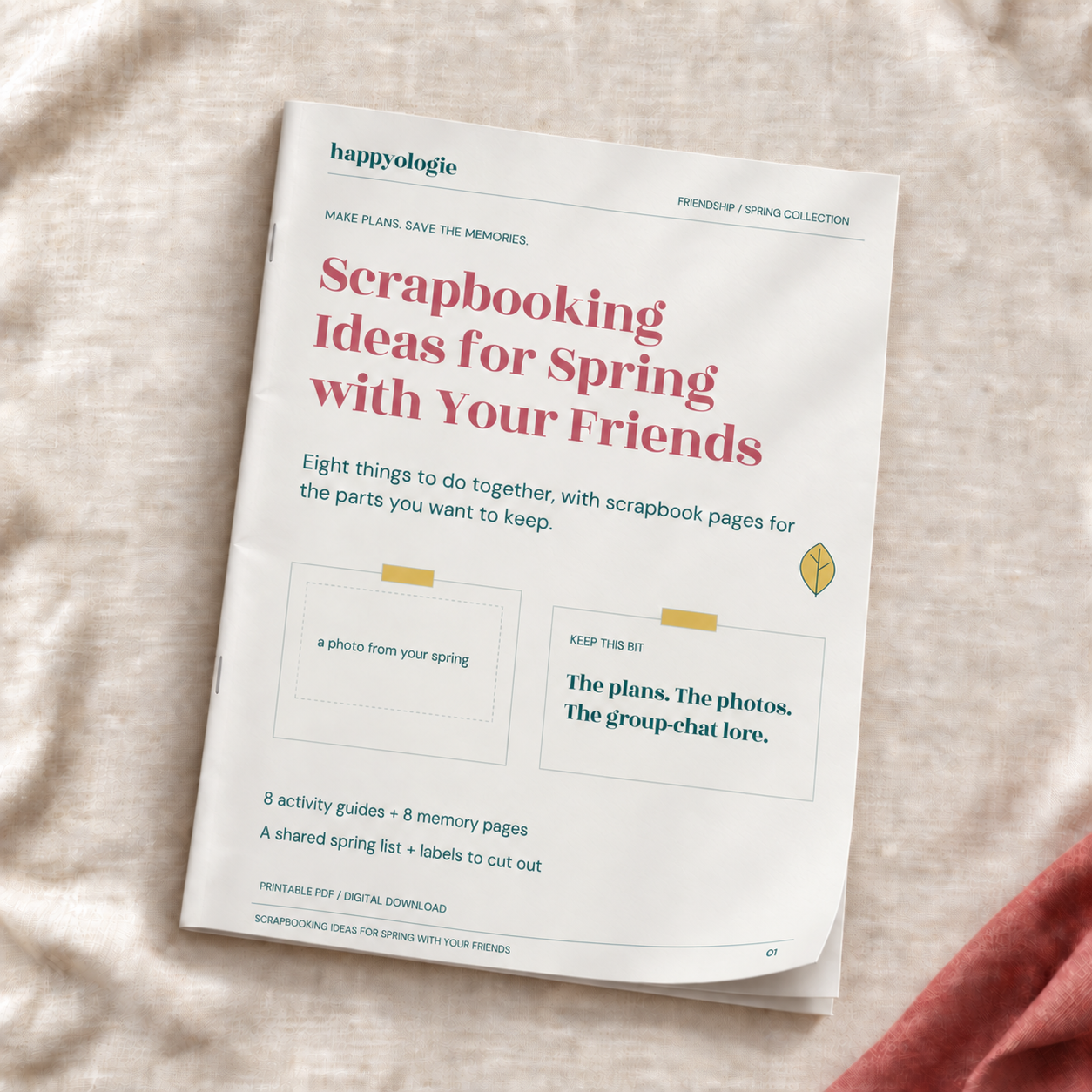 Scrapbooking Ideas for Spring with Your Friends shown as a thin paper magazine. Printable PDF download.